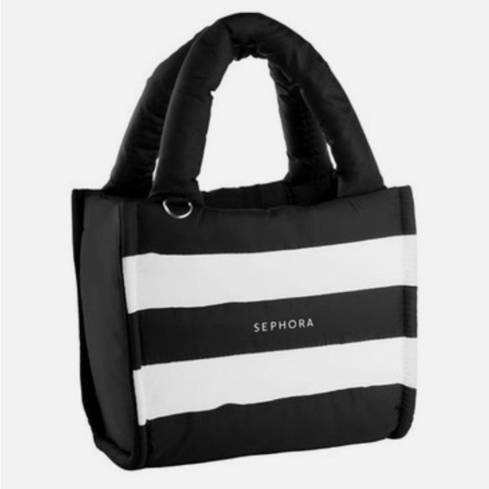 Sephora mini puffer Striped Cosmetic Bag